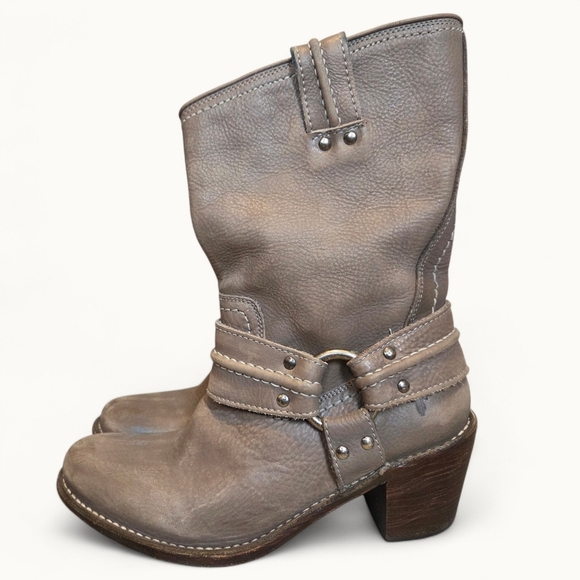 Frye Shoes - Frye Harness Ankle Boots – Grey Leather